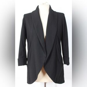 Aritzia Wilfred Black Crepe Open-Front Cuffed Jacket Blazer